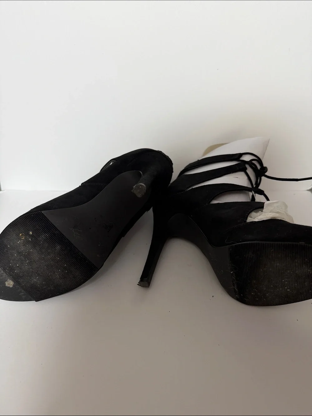 Forever 21 Black Lace-Up Strappy High Heels